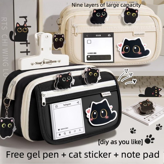 Personalised DIY Pen Pouch - Little Black Cat